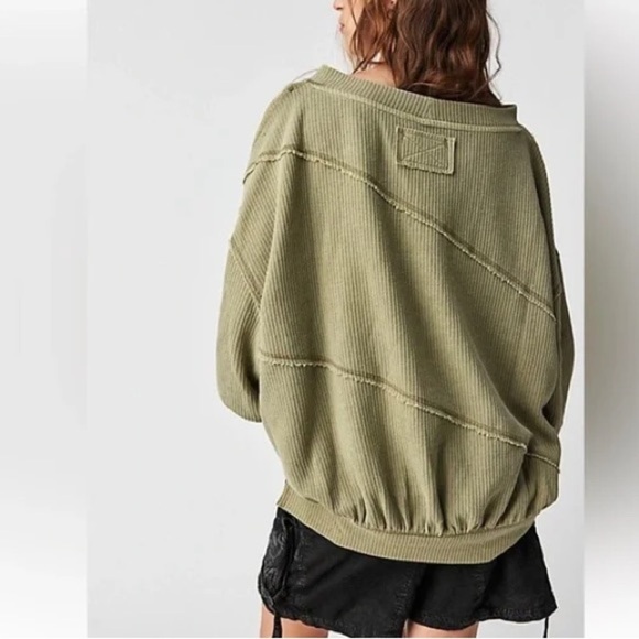 We The Free Back At Ya Oversized Tee Sweater Sea Horse Green by Free People - Picture 2 of 13